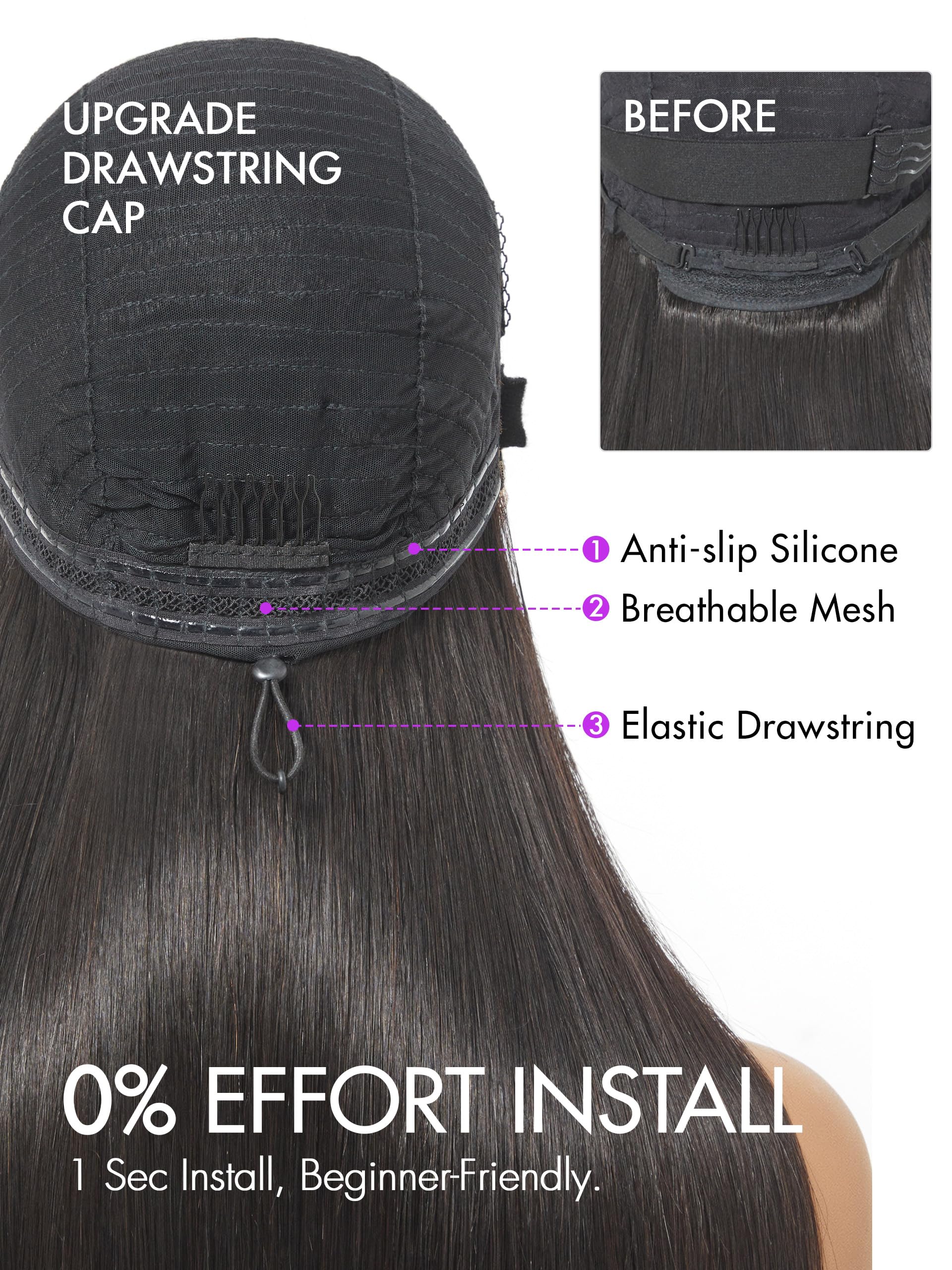 LUVME HAIR Silky Straight Lace Front wig for smooth, effortless styling.
