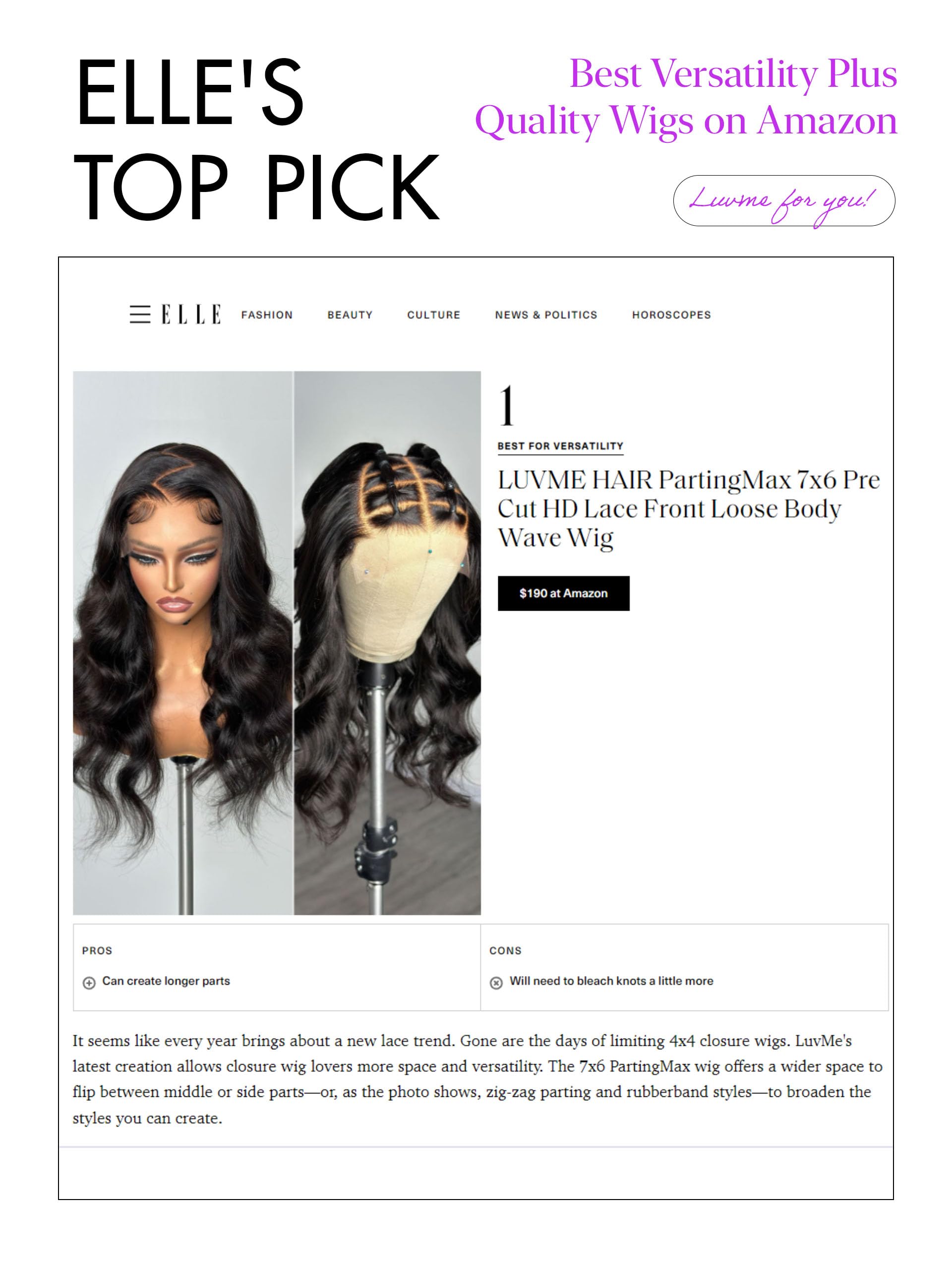LUVME HAIR virgin human hair presents a natural look and feel