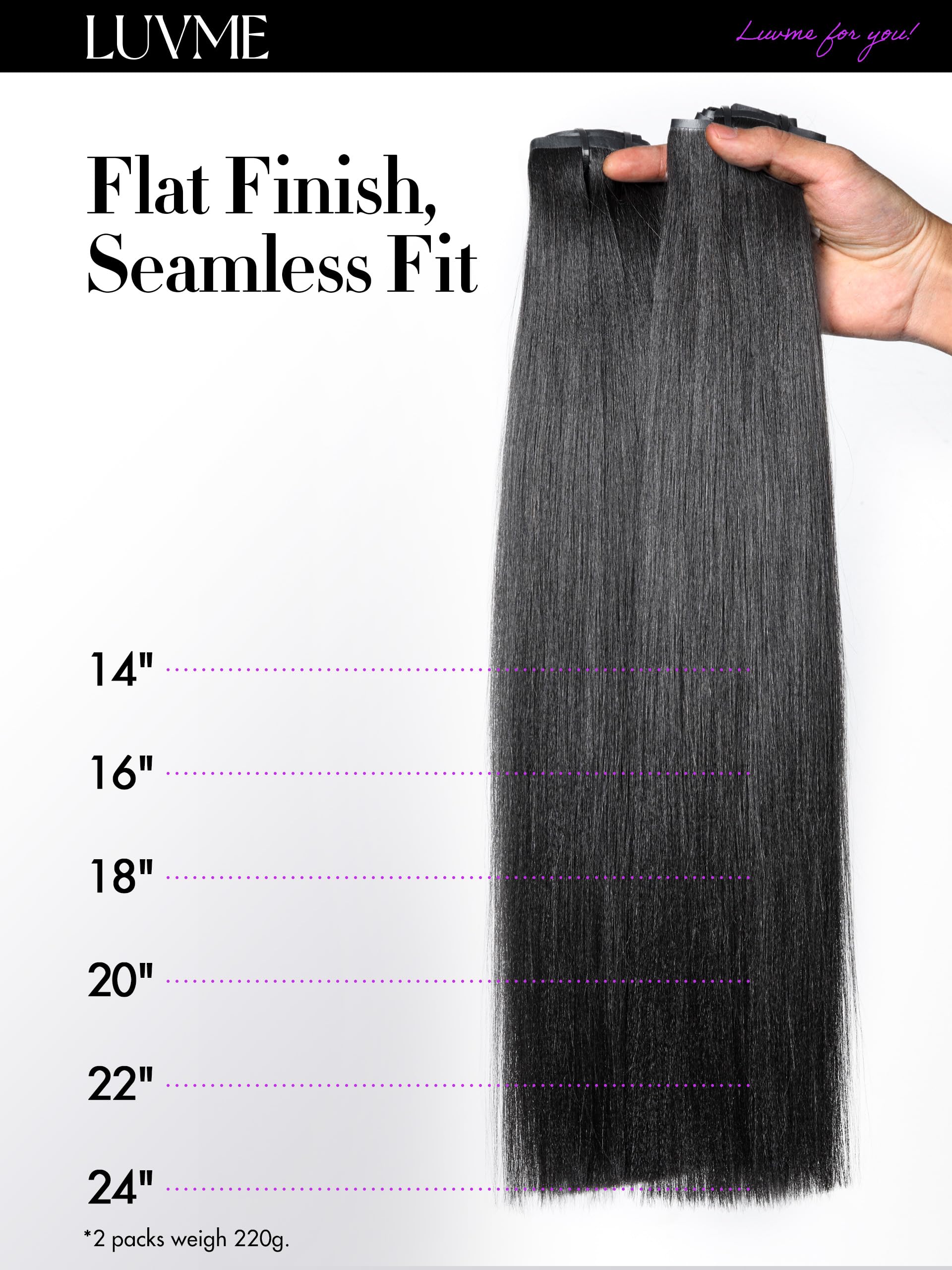 LUVME seven-piece clip-in set with 14-24 inch lengths for styling variety