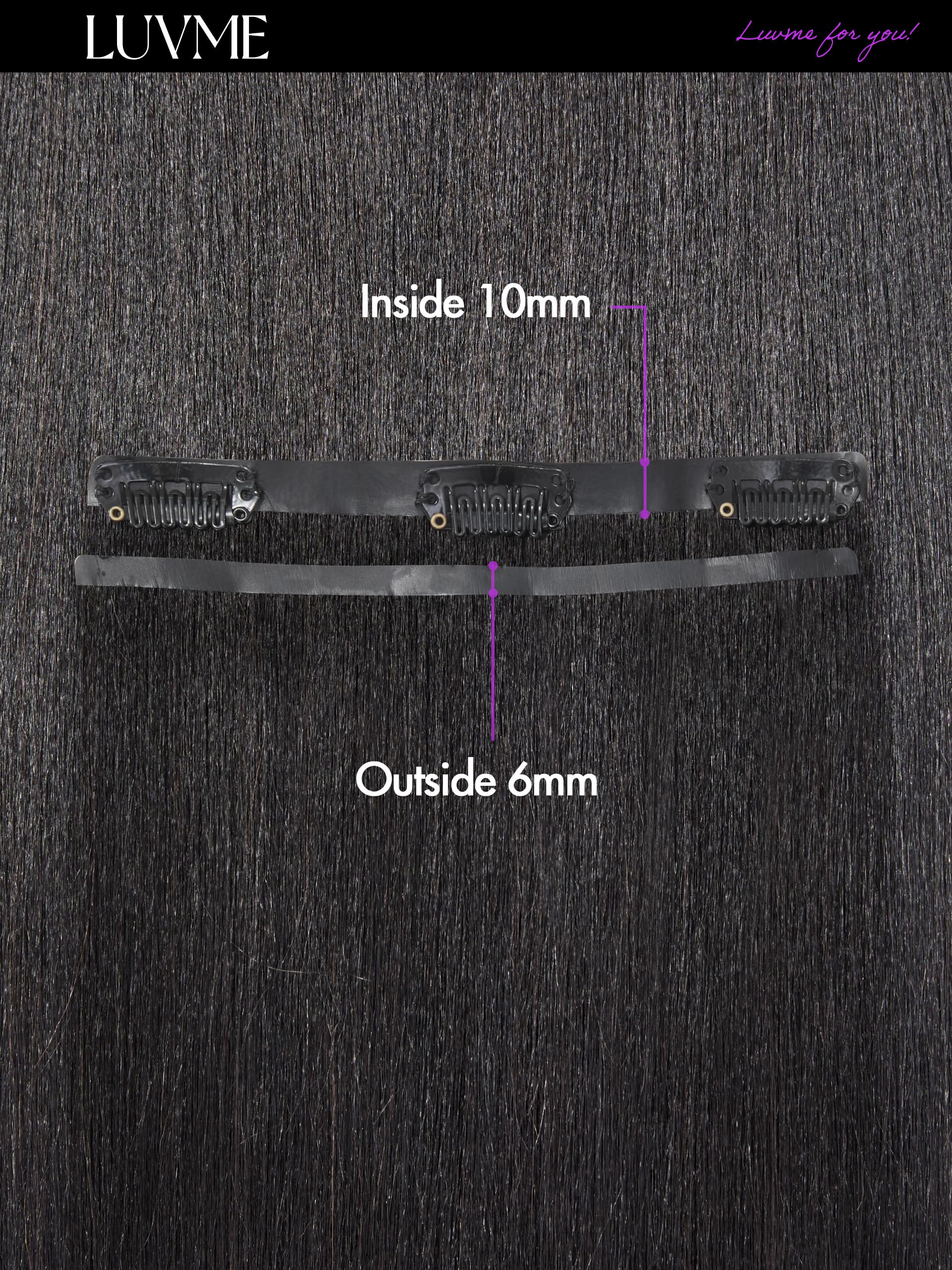 LUVME options for straight, body wave, and curly textures in clip-ins