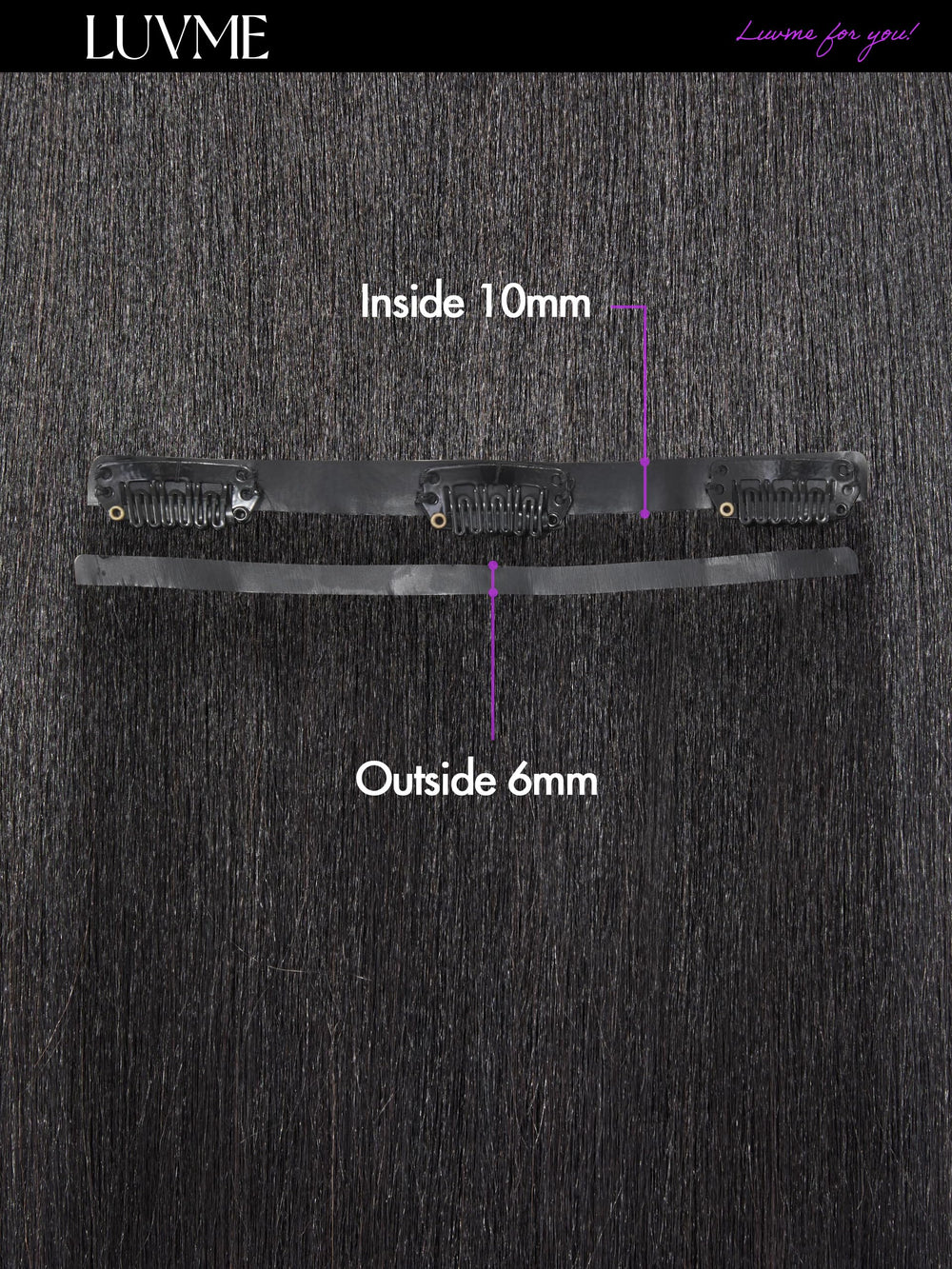 LUVME options for straight, body wave, and curly textures in clip-ins