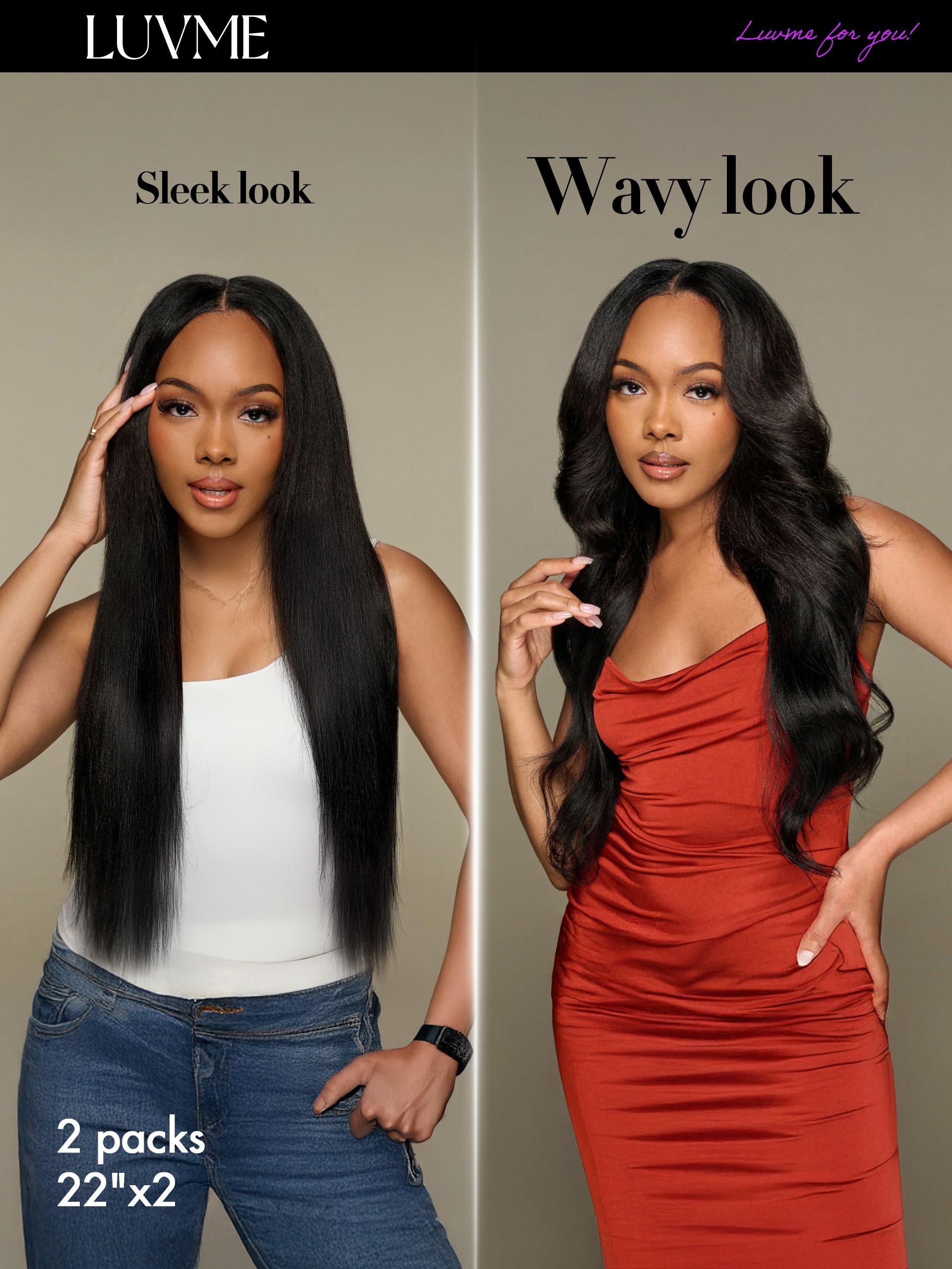 LUVME thin PU weft for invisible seamless clip-in finish on the scalp