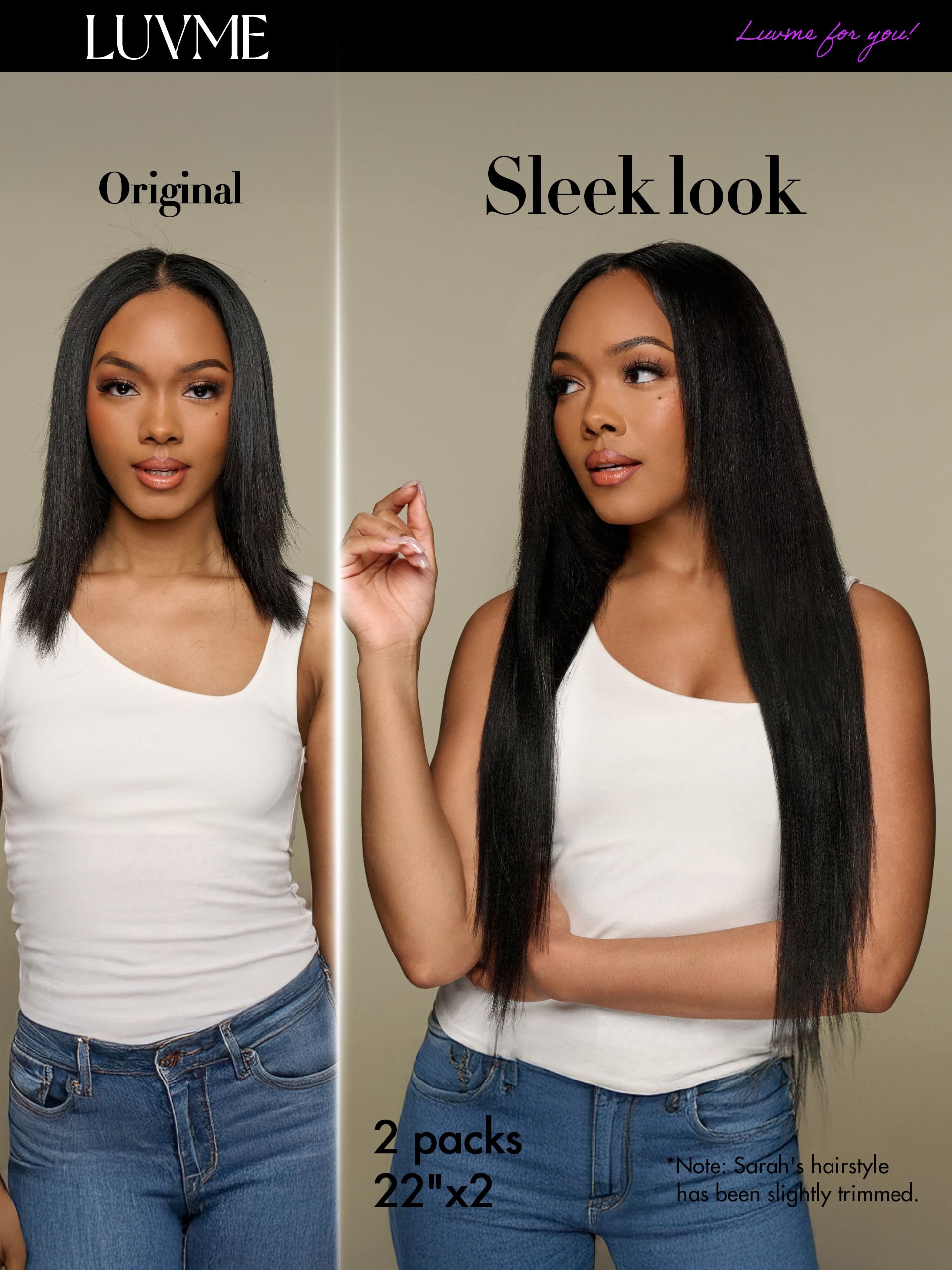 LUVME Yaki Care close-up, soft brush detangling for longevity.