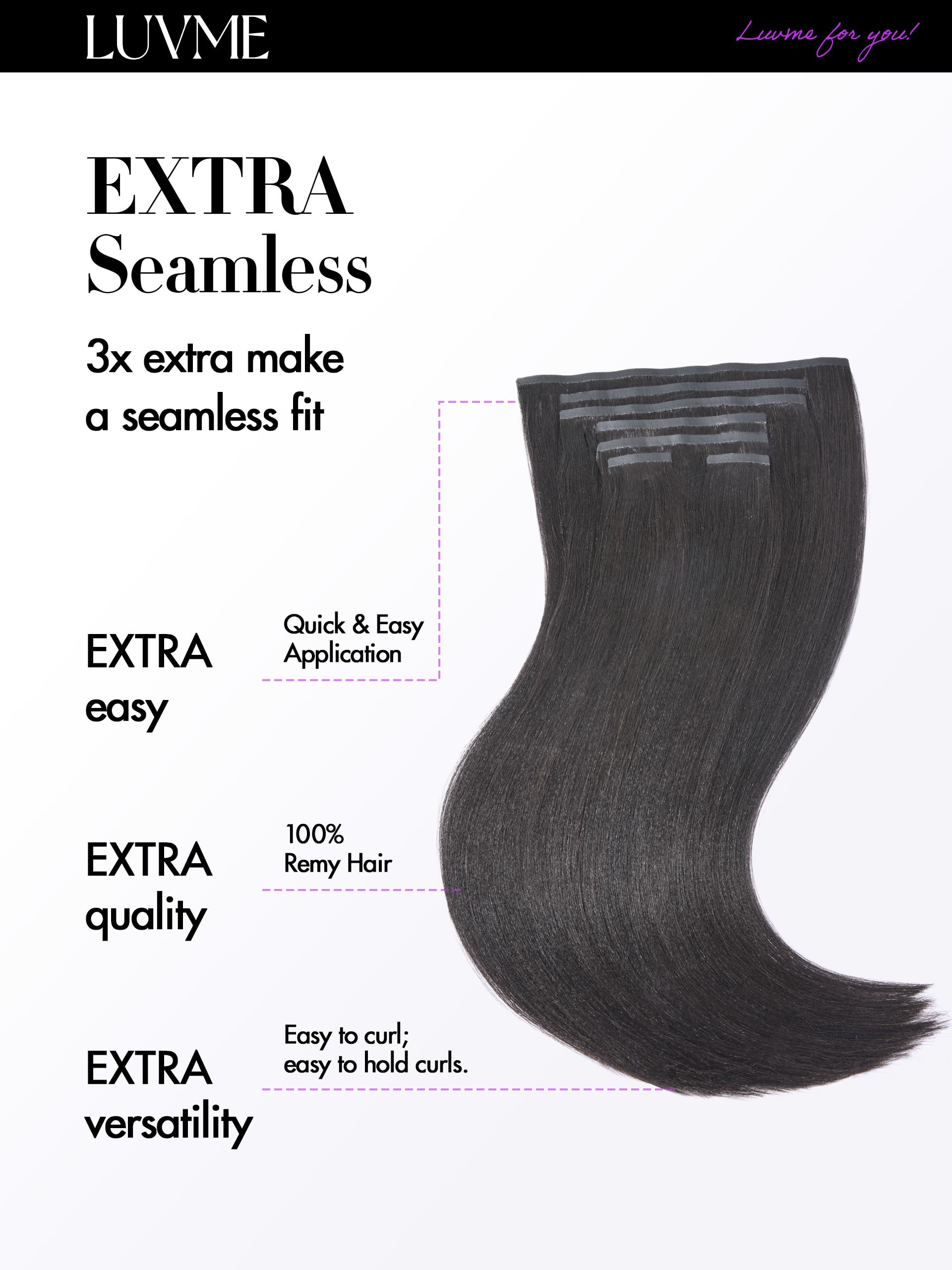 LUVME Yaki Thin PU Weft clip-in, seamless comfort near the scalp.