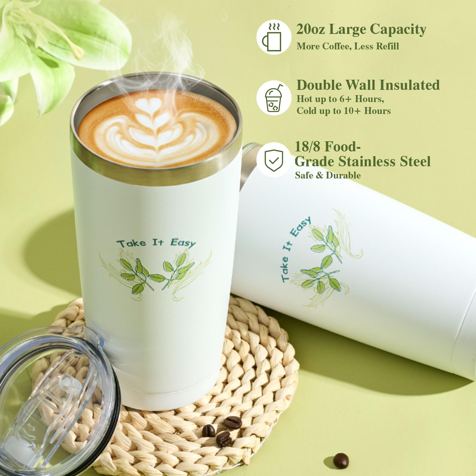 LUVTRACE insulated tumbler keeps drinks warm during pampering routines.