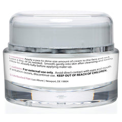 LUX Allure Ageless Moisturizer label detail emphasizing premium anti-aging ingredients