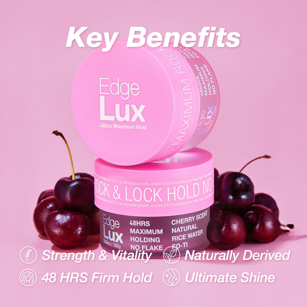 Lux Collection Edge Control Gel on edge brush, delivering non-flaking, smooth edge definition.