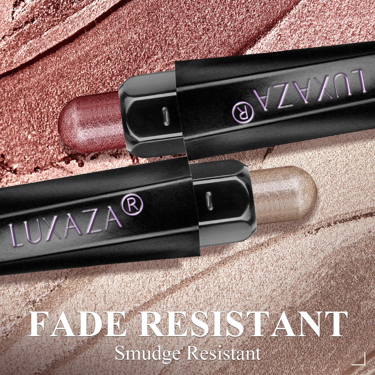LUXAZA blending brush on the pencil end enables smudge-free finishing.