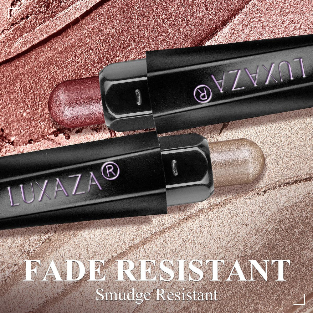 LUXAZA blending brush on the pencil end enables smudge-free finishing.