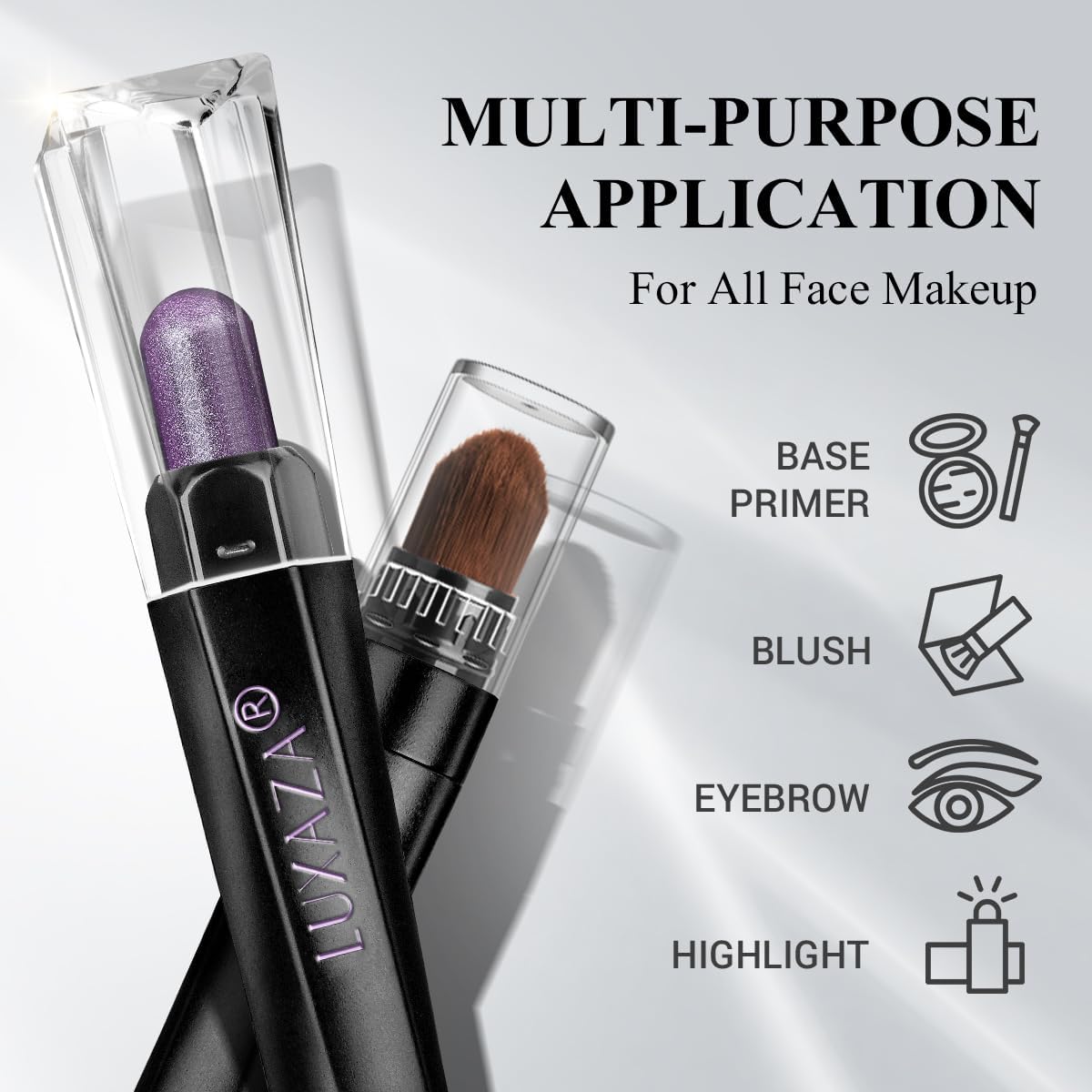 LUXAZA grape glam shade adds vivid color for day-to-night versatility.