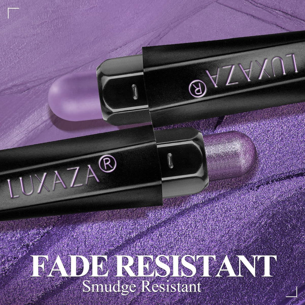 LUXAZA hexagonal tube design provides comfortable grip during precise makeup application.