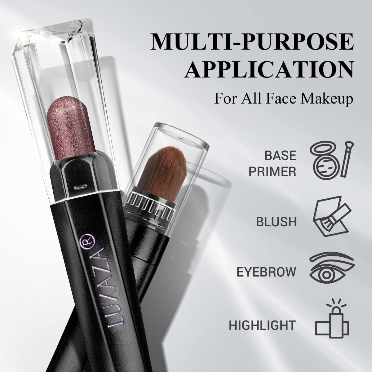 Luxaza blending brush side shown for smokey-edge blending and seamless finish.