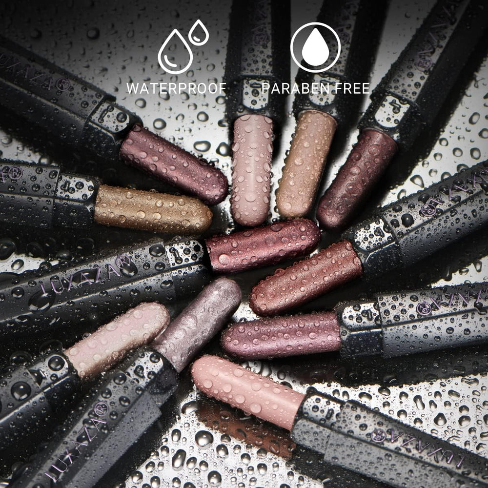 Luxaza swatch close-up highlights buildable color and no streaks.