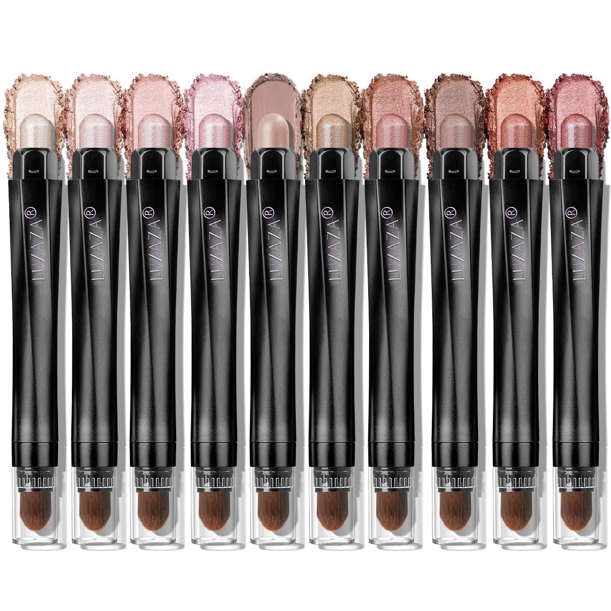 LUXAZA PRO brown eyeshadow stick 10pcs smooth glide for defined lids all day.
