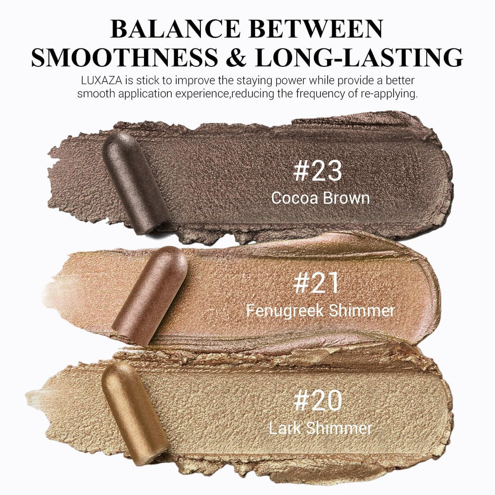 LUXAZA PRO brown eyeshadow stick swatches, versatile neutrals for everyday and evening looks.