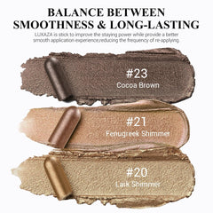LUXAZA PRO brown eyeshadow stick swatches, versatile neutrals for everyday and evening looks.