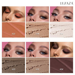 LUXAZA PRO eyeshadow stick with built-in brush demonstrating seamless color blending.