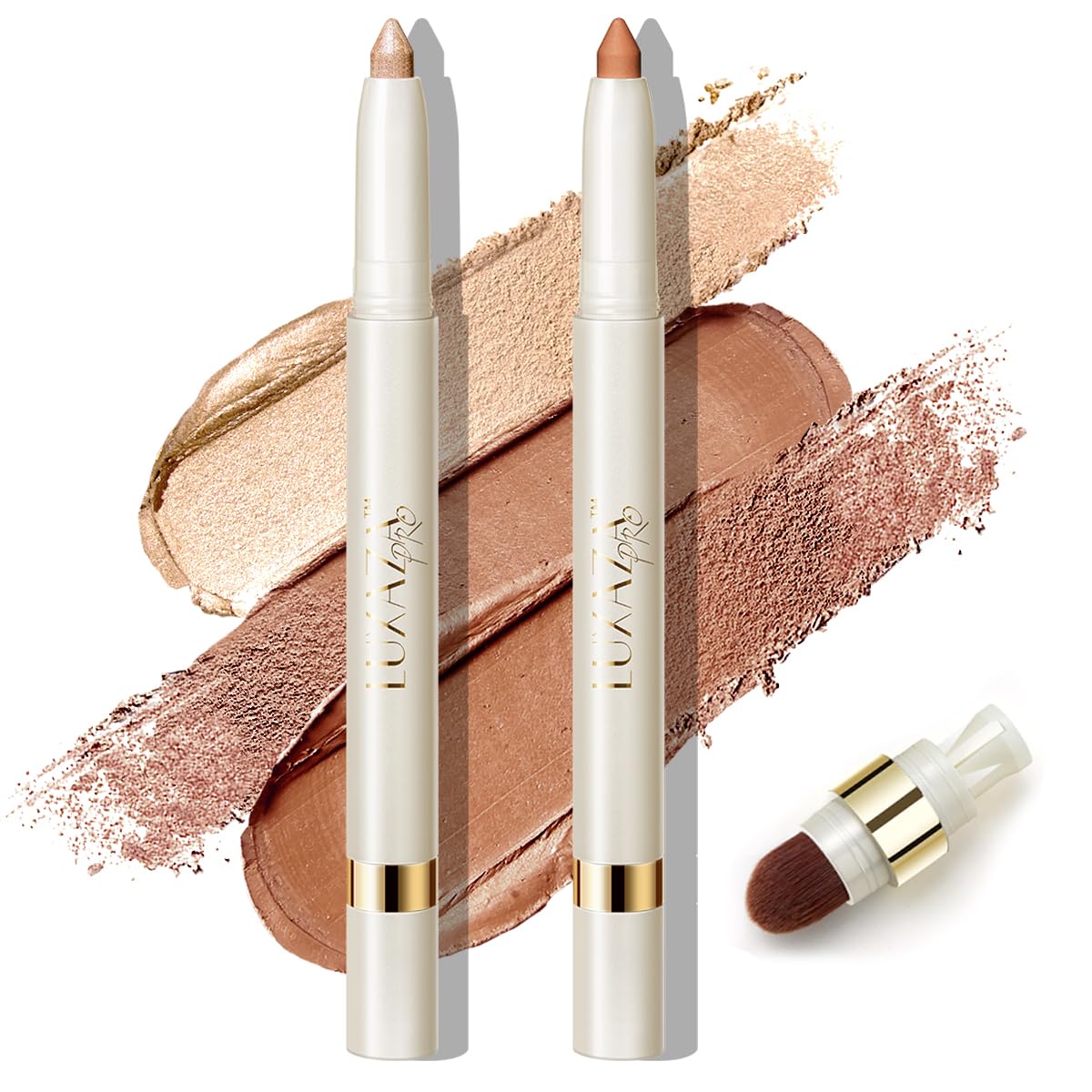 Luxaza Pro caramel latte packaging for on-the-go makeup convenience.