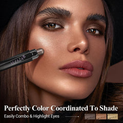 LUXAZA PRO matte-cream eyeshadow stick adds defined contour and smooth finish.