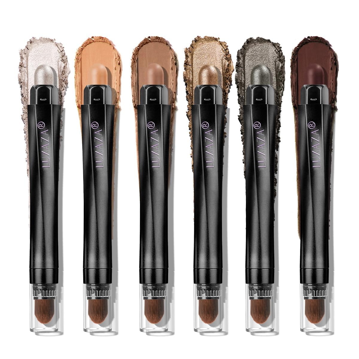 LUXAZA PRO neutral brown eyeshadow stick 6pcs set packaging with easy grip