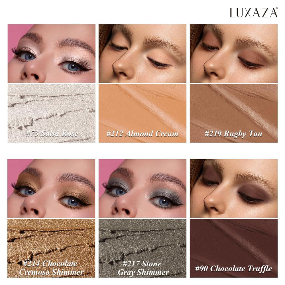 LUXAZA PRO neutral brown swatches reveal metallic shimmer and versatile tones
