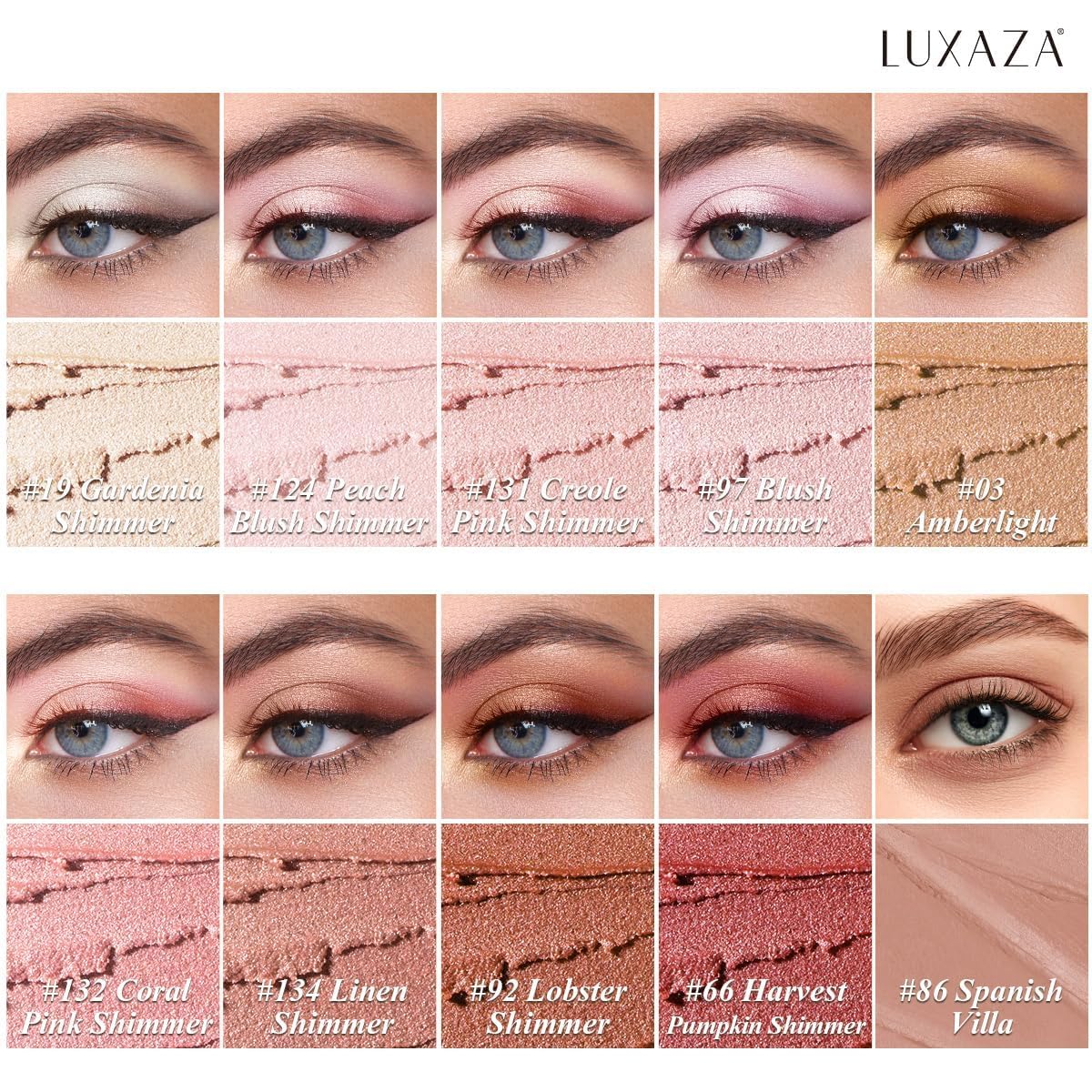 LUXAZA PRO neutral shimmer eyeshadow sticks versatile for everyday or evening looks.
