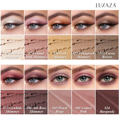 LUXAZA PRO Neutral shimmer eyeshadow with satin finish enhances natural eye definition.