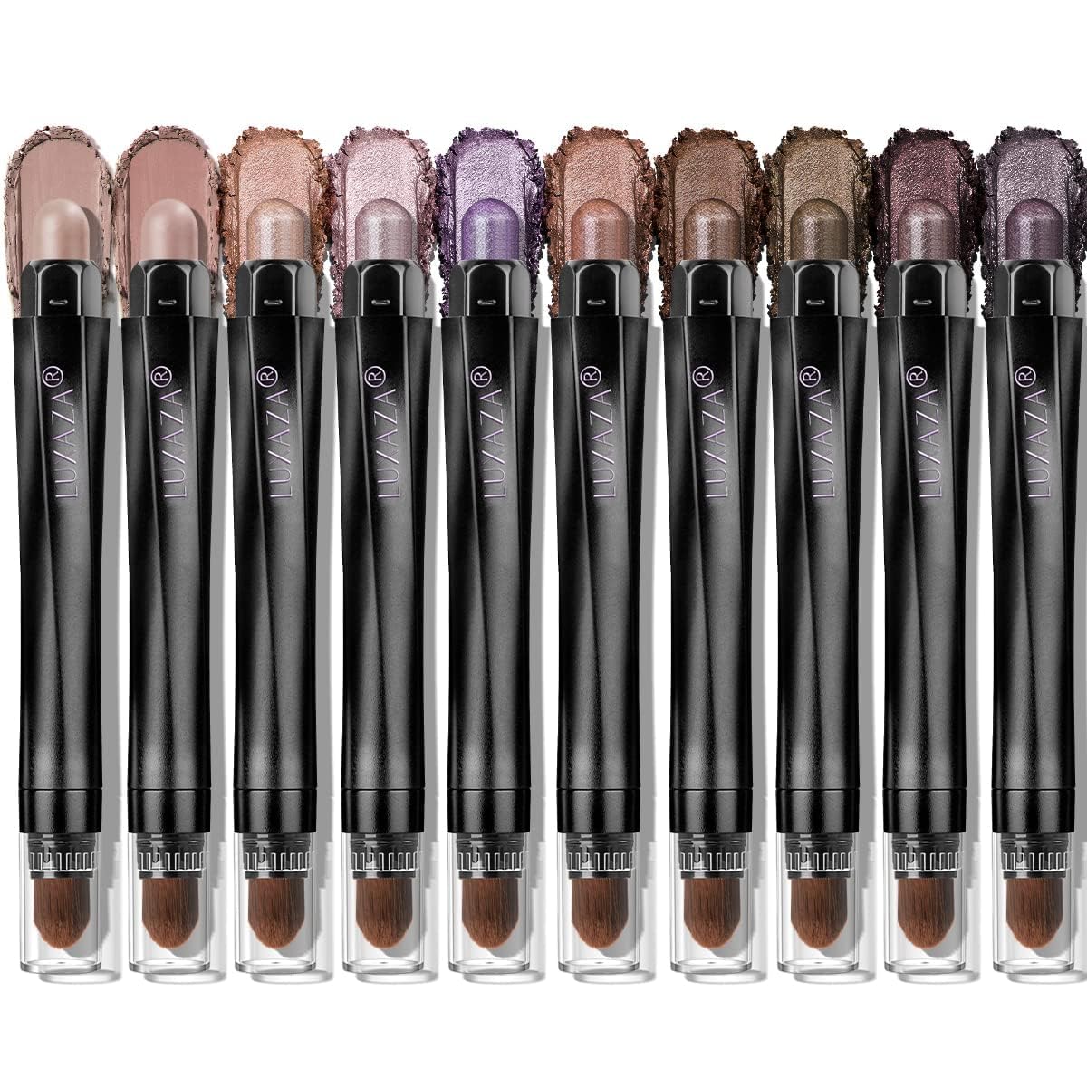 LUXAZA PRO plum eyeshadow stick close-up showing creamy glide for easy application