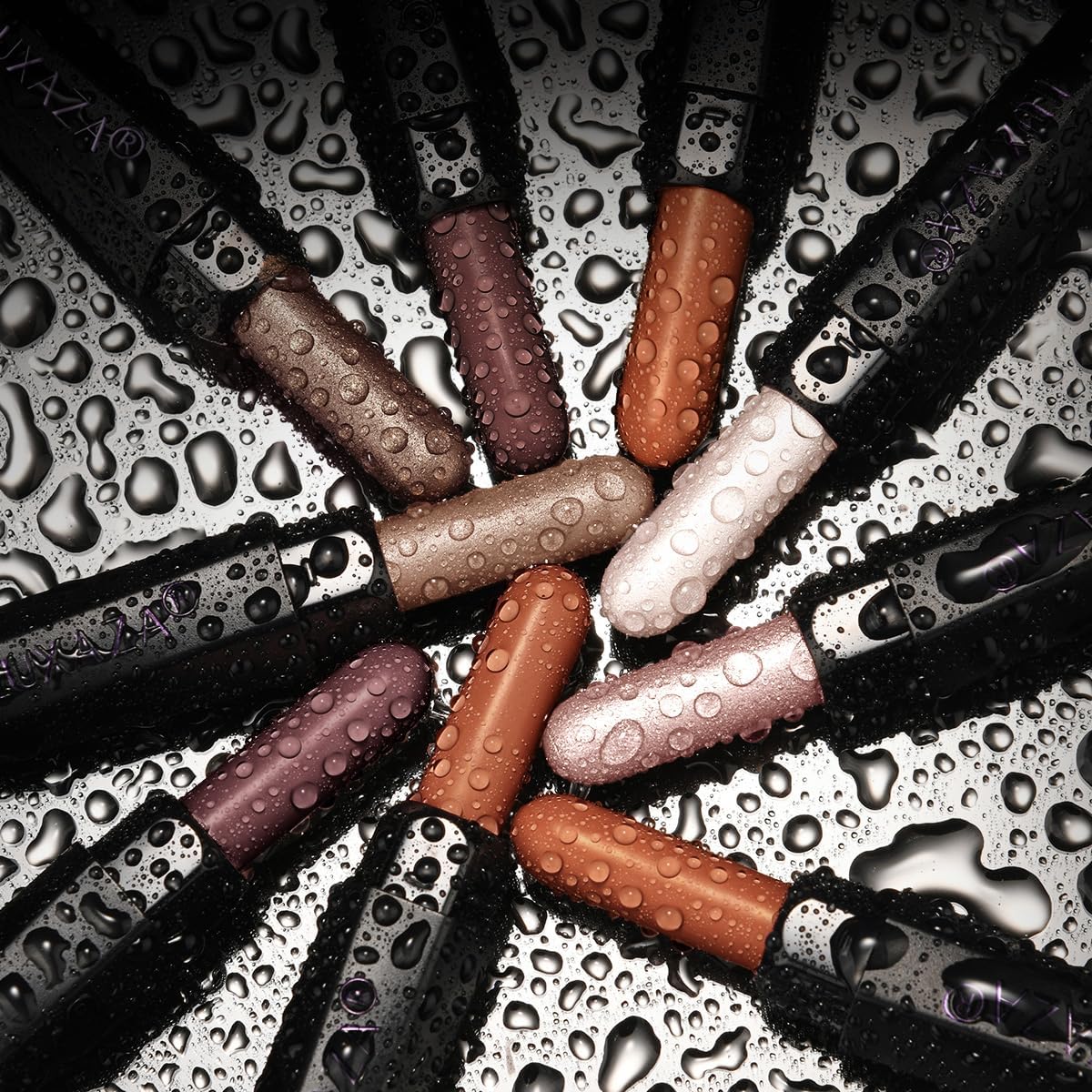 LUXAZA PRO packaging and swatch indicating waterproof, long-lasting performance.