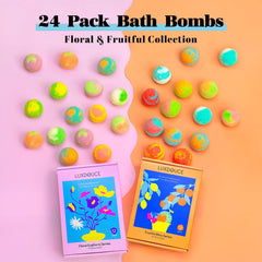 LUXDOUCE Fruitful Bliss bath bombs with colorful fizz and refreshing fruit scents