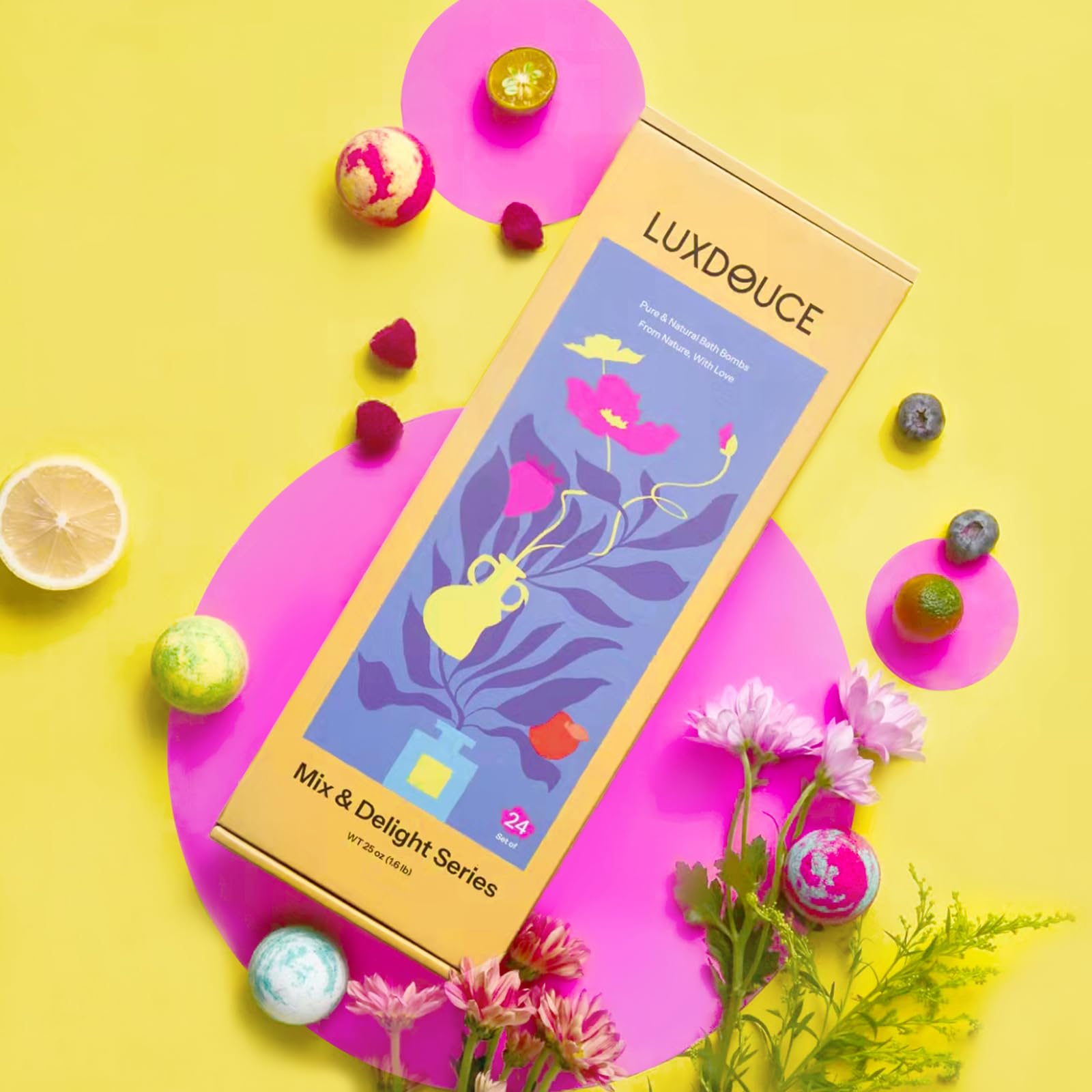 LUXDOUCE mix-delight 24-bomb assortment for varied baths.