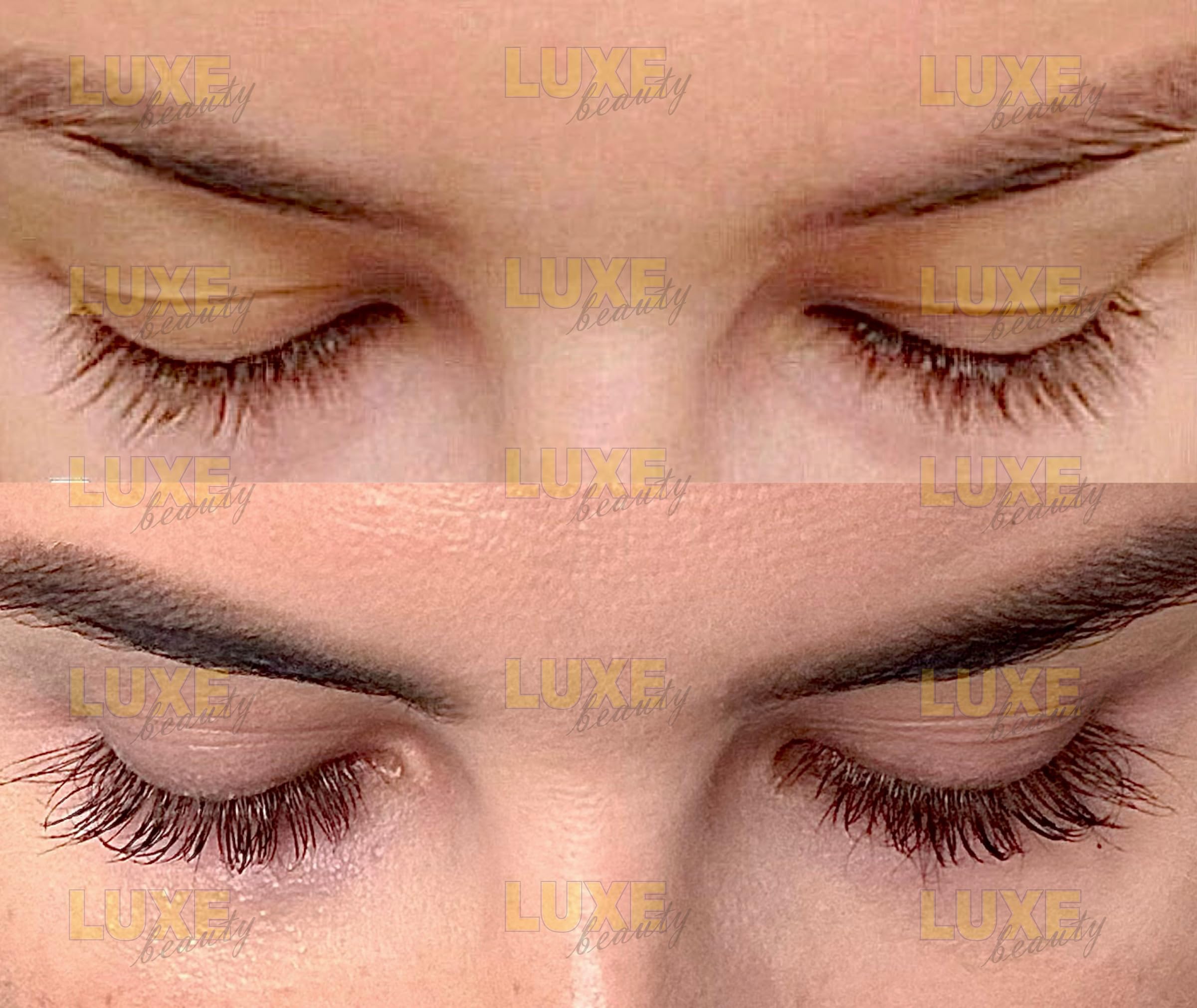 LUXE Beauty LASHES packaging highlights premium ingredients and peptide complex.
