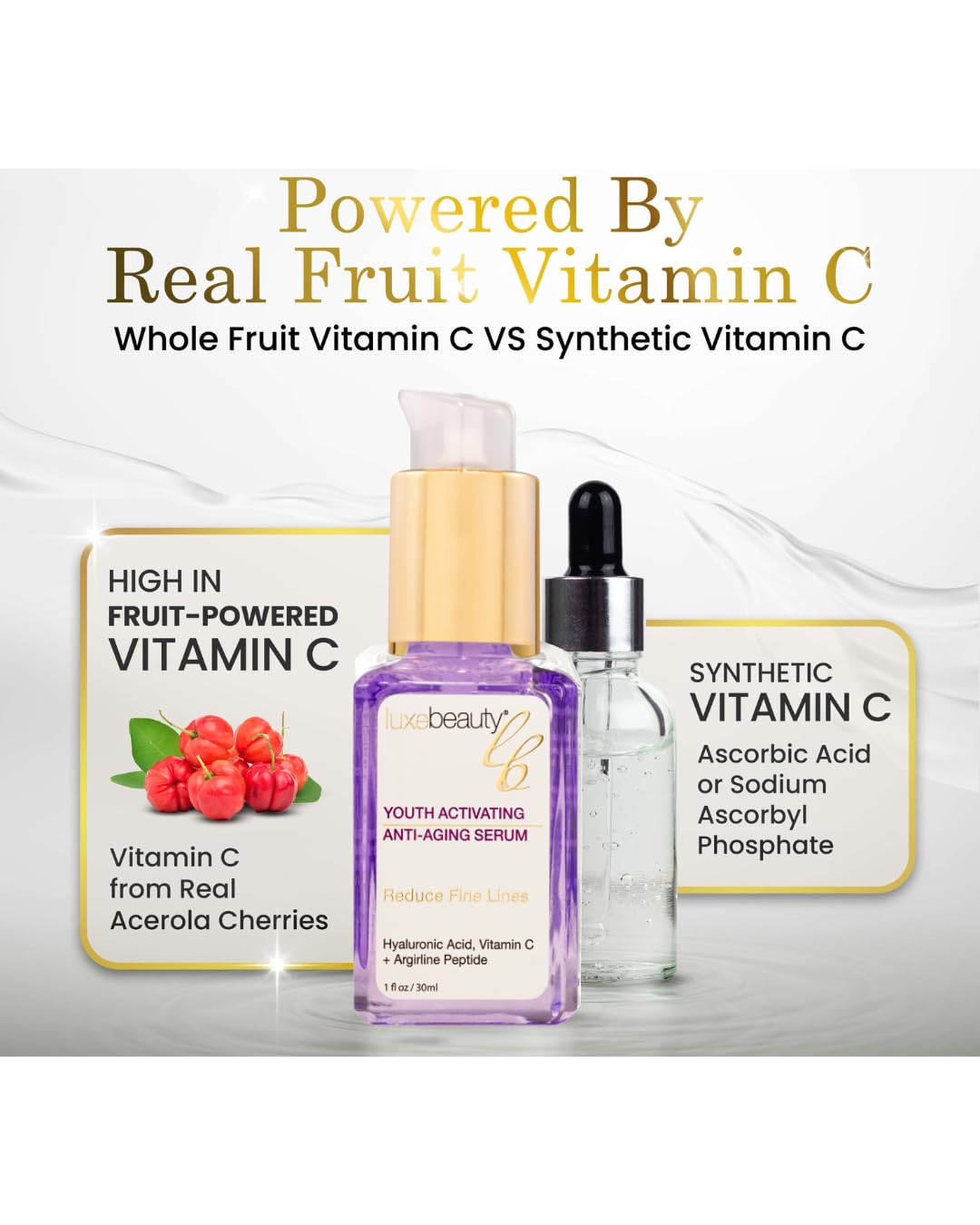 LUXELOTION CoQ10 Vitamin C elements suggest revitalized, even-looking skin.