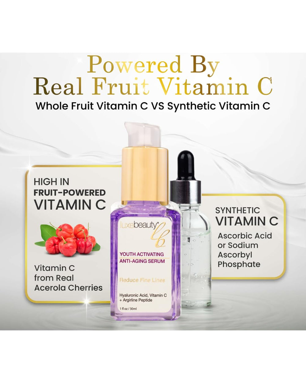LUXELOTION CoQ10 Vitamin C elements suggest revitalized, even-looking skin.