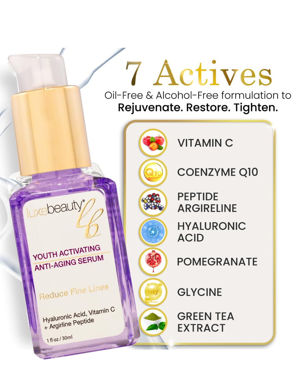 LUXELOTION Hyaluronic Acid glow emphasizes deep hydration potential.