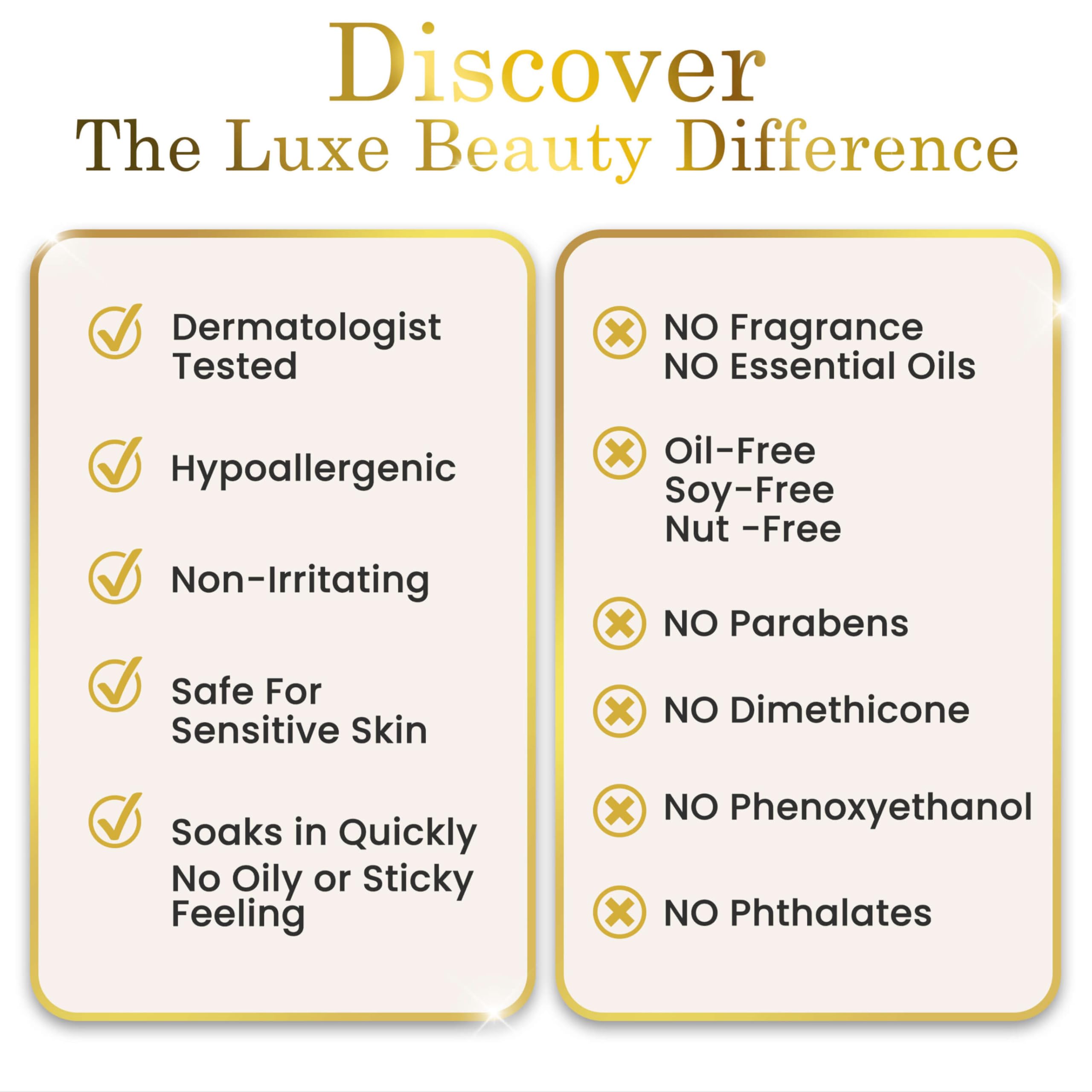 LUXELOTION Moisture lock on skin after application promises lasting hydration.