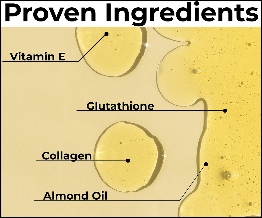 LuxeMocha collagen-glutathione oil texture close-up hints at brightening potential and smoother tone.