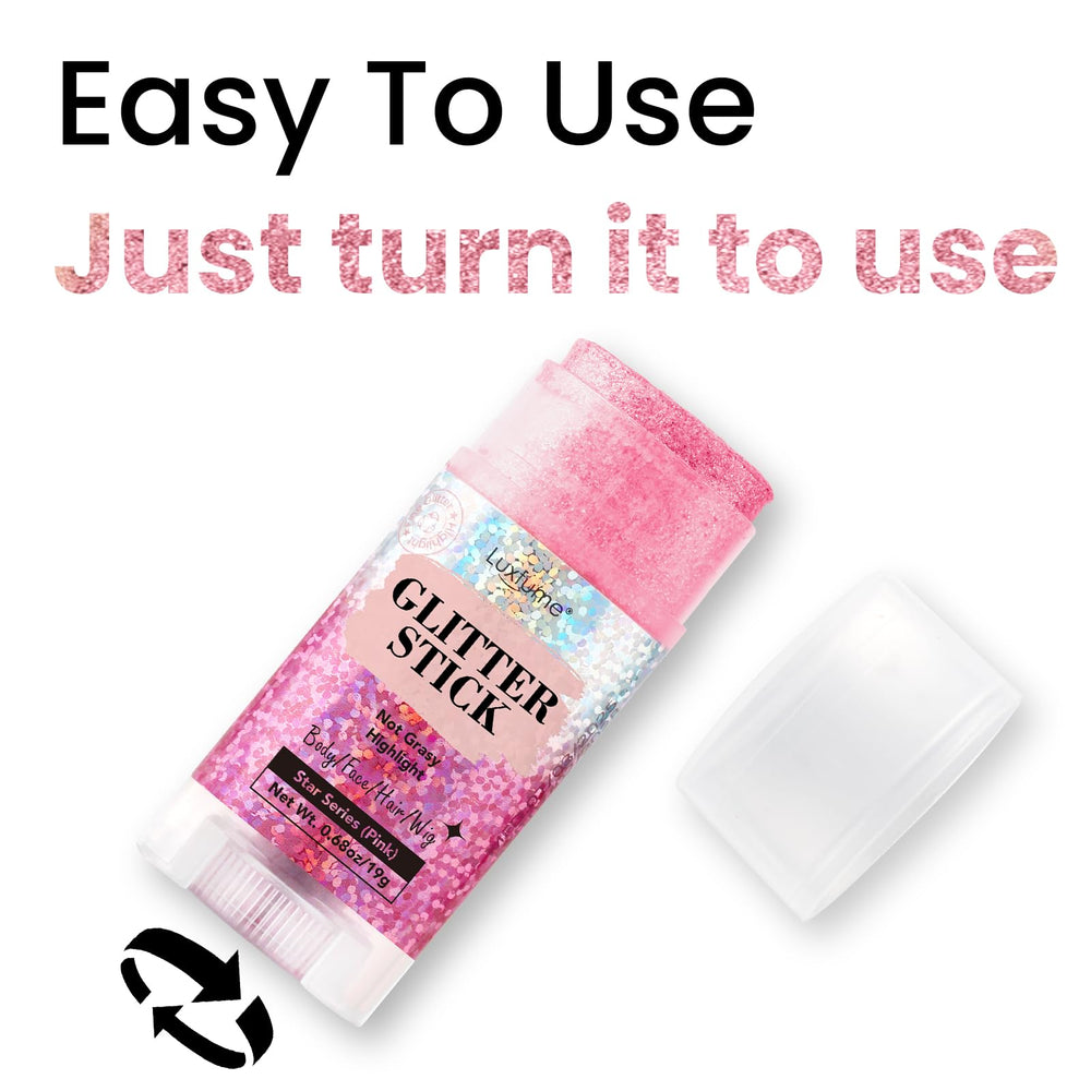 Luxfume pink glitter face and cheek highlight for vivid photos.