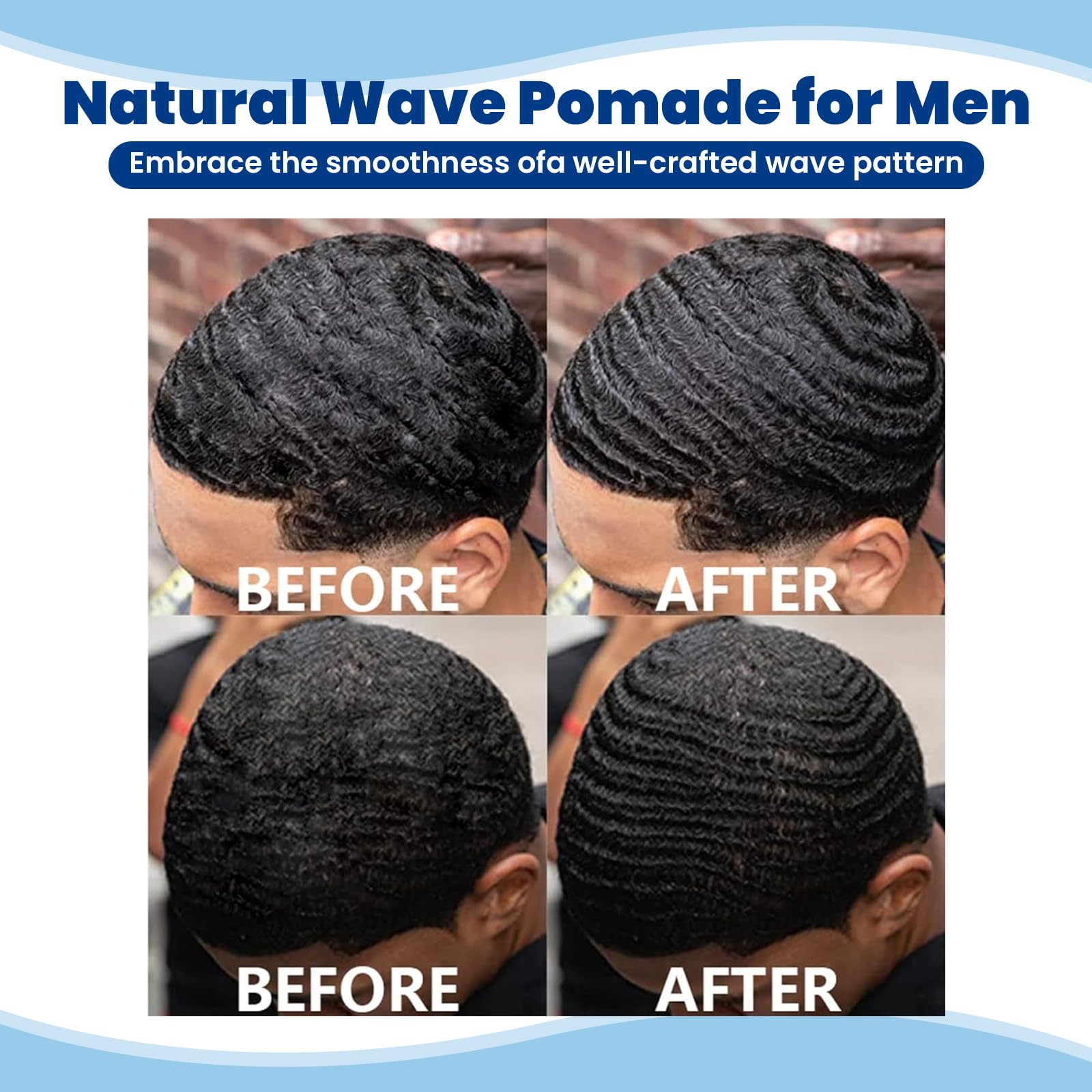 Hands applying Luxfume pomade to sculpt waves and shape styling.