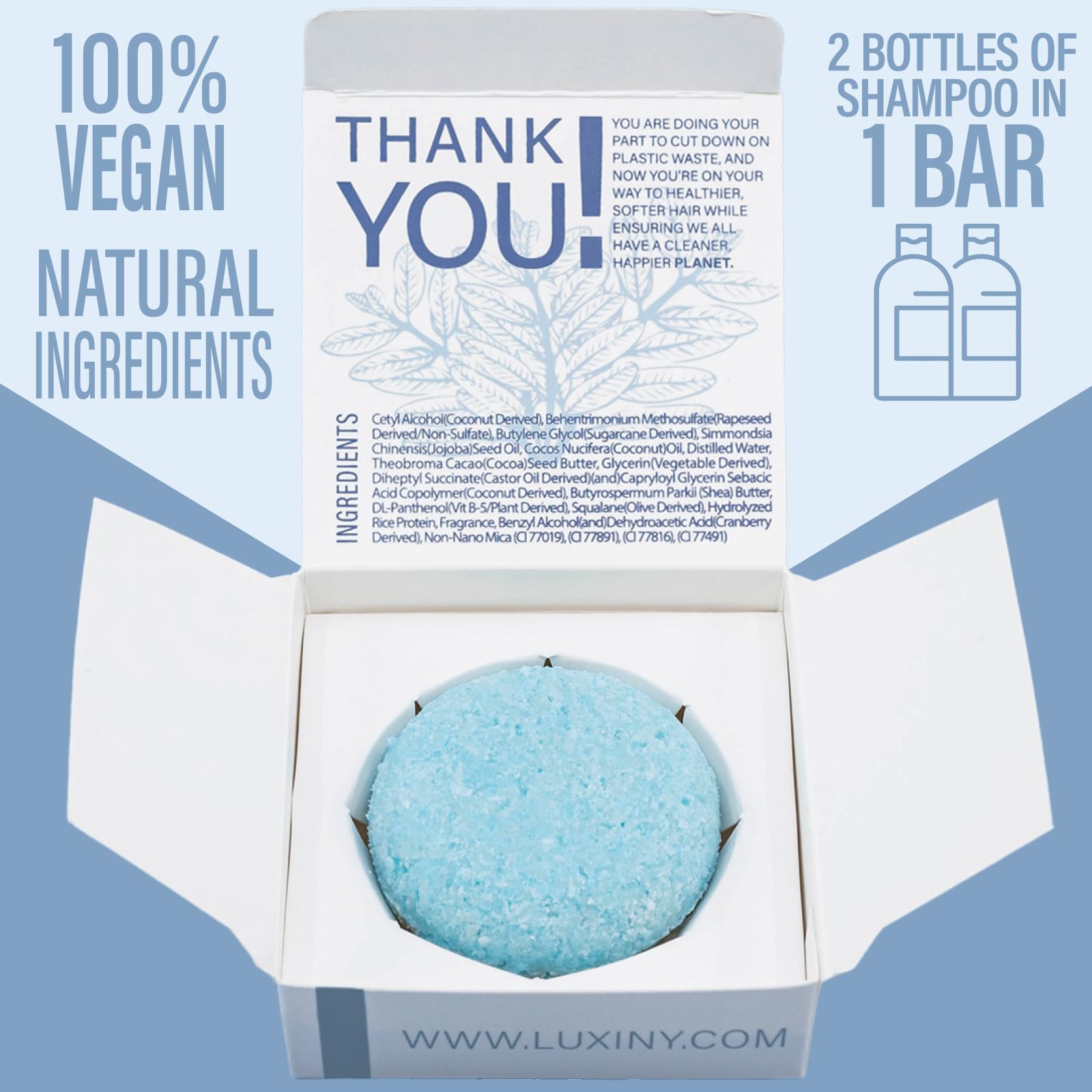 Luxiny travel conditioner bar in bay rum scent, boosts manageability.