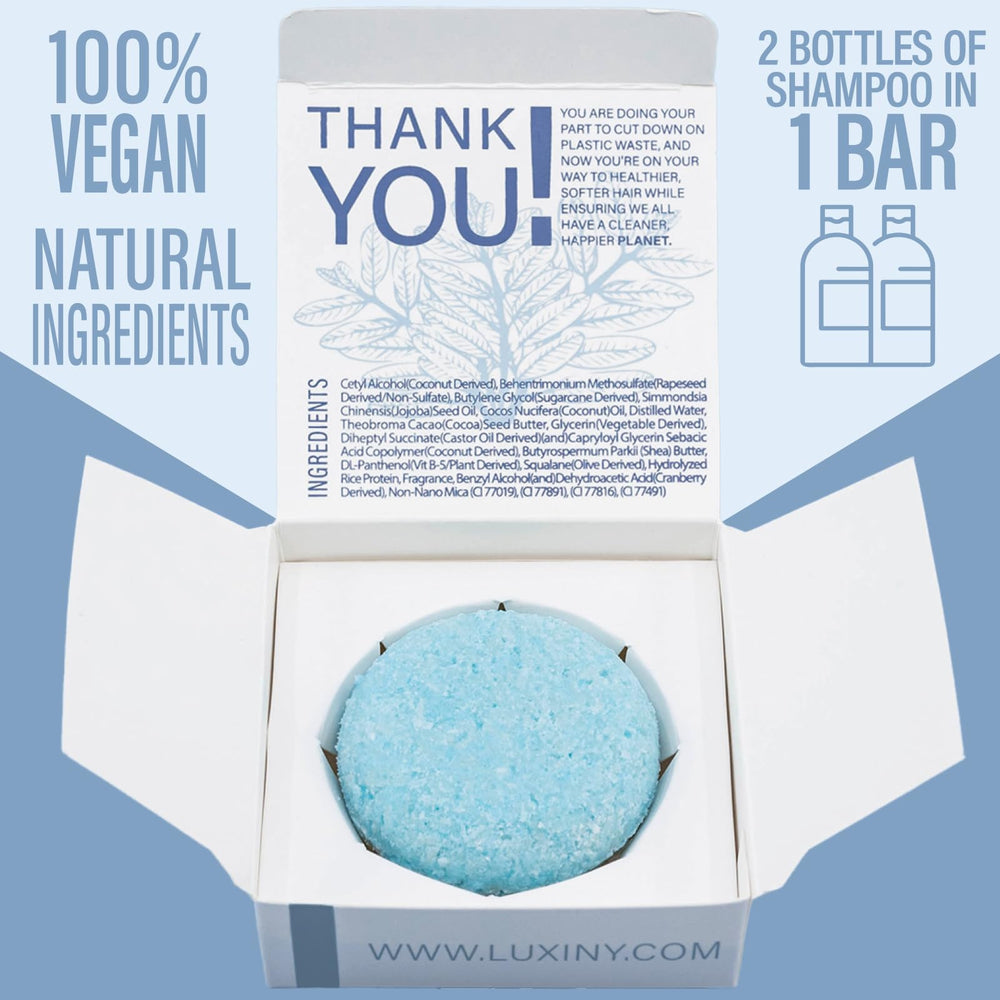 Luxiny travel conditioner bar in bay rum scent, boosts manageability.