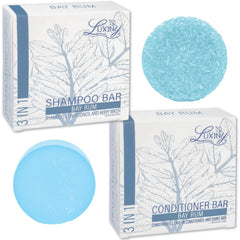 Luxiny travel shampoo bar with bay rum scent, ideal for on-the-go cleansing.