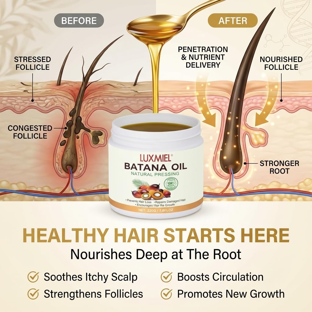Luxmiel Batana Oil ingredients list showcasing pure, unrefined nutrients