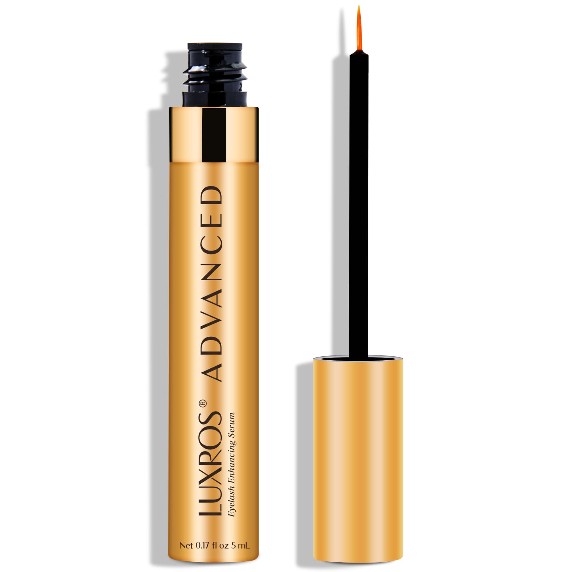 Luxros Eyelash Growth Serum application close-up showing precise lash line enhancement