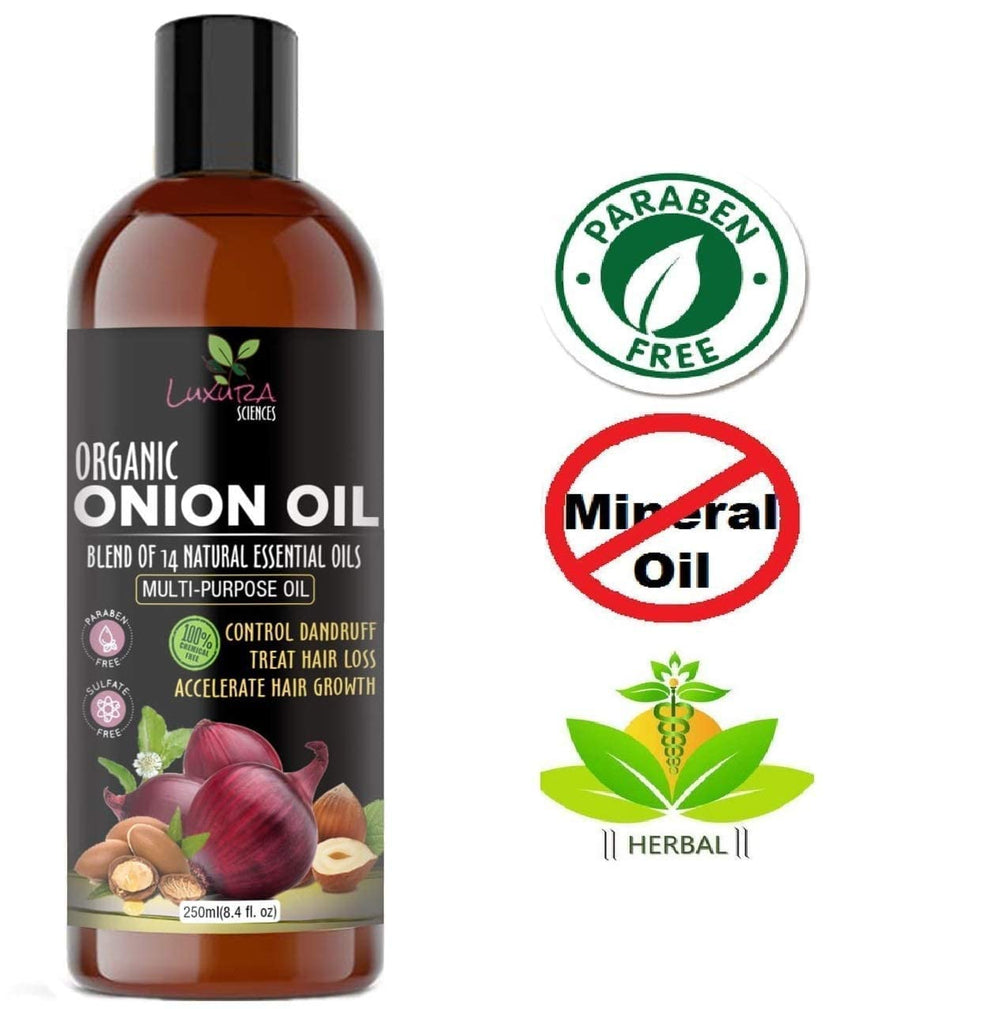 Luxura Sciences Onion Oil for textured hair care and shine enhancement