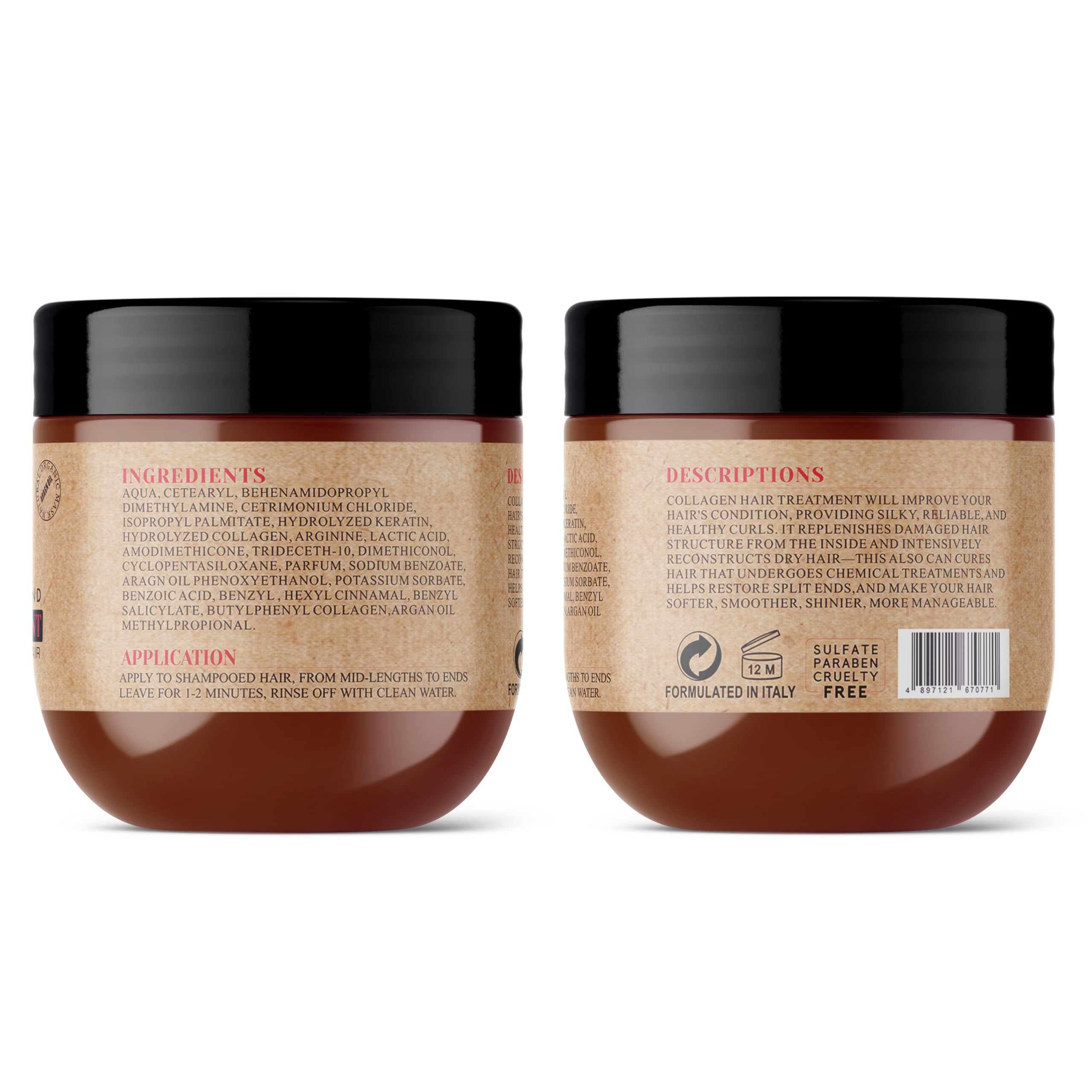 LUXURY TREND Collagen Hair Mask before-after highlighting improved manageability