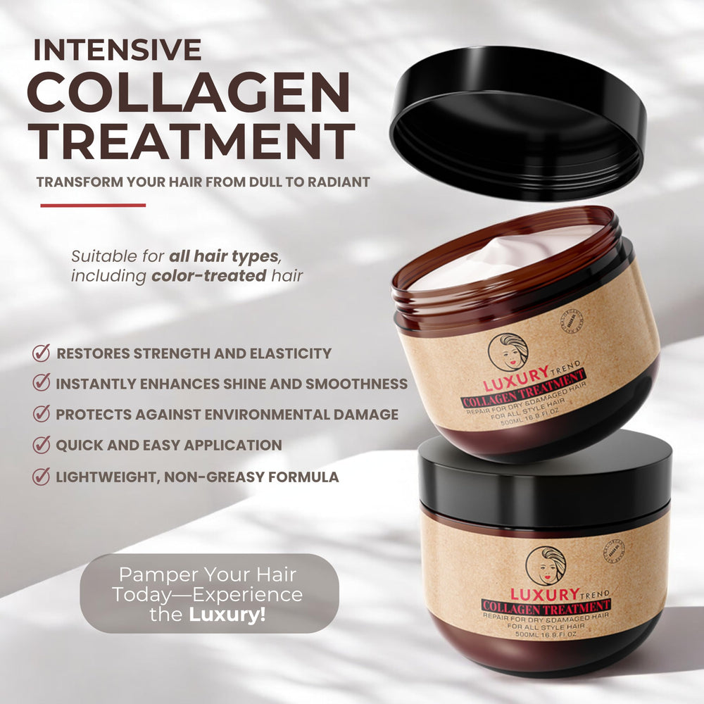LUXURY TREND Collagen Hair Mask deep conditioning cream texture close-up for silky curls