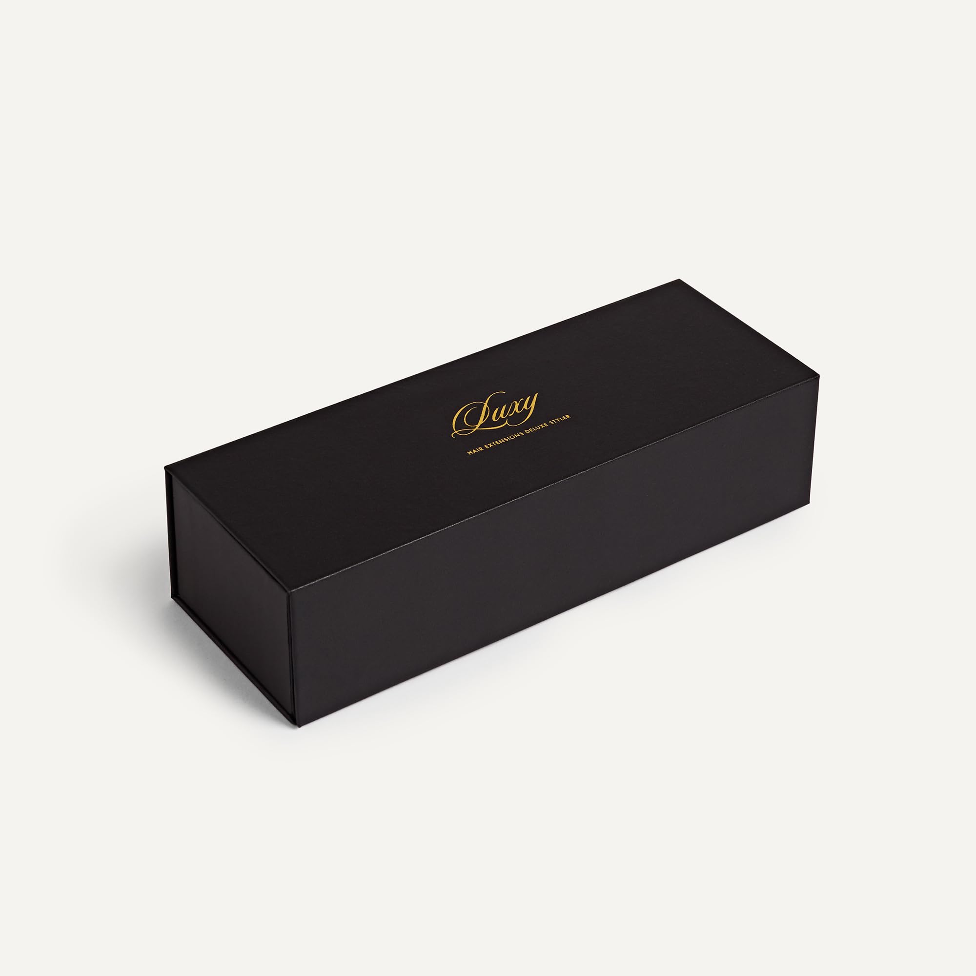 Luxy Deluxe Styler Holder brushed-gold finish complements modern dressing room