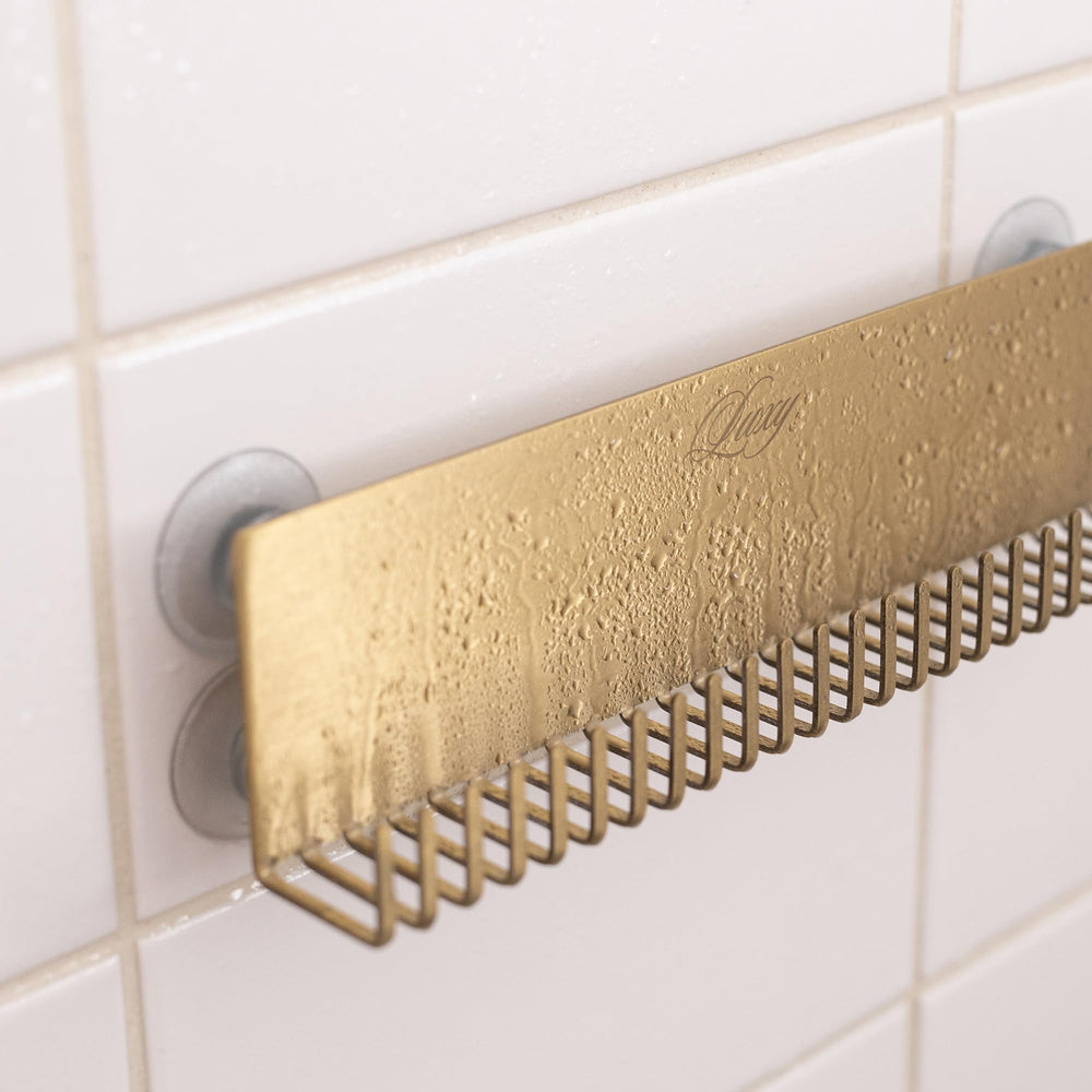 Luxy Deluxe Styler Holder side angle highlights stainless steel build and compact design
