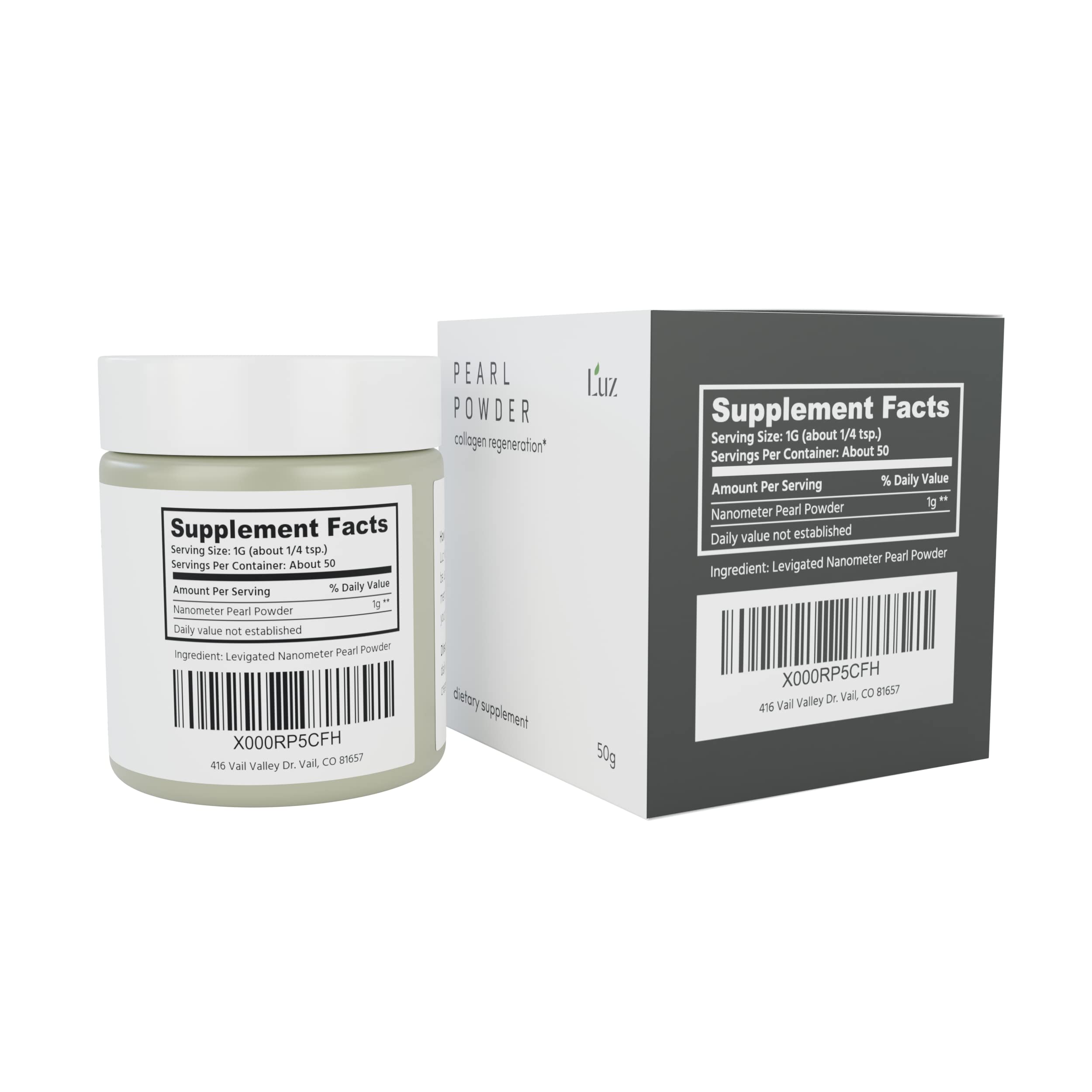 Luz Pearl Powder jar with scoop for daily skincare rituals